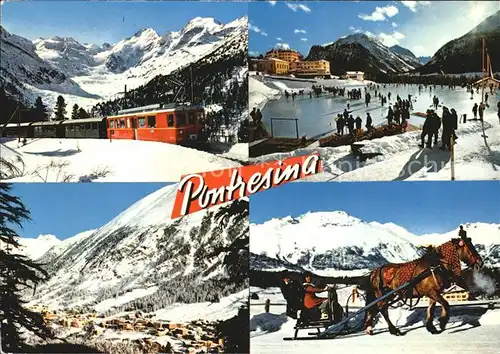 Pontresina Eisbahn Pferdeschlitten Bergbahn Kat. Pontresina