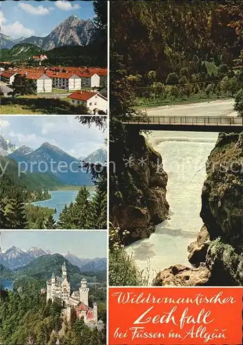 Fuessen Allgaeu Lechfall  mit Schloss Hohenschwangau Kat. Fuessen