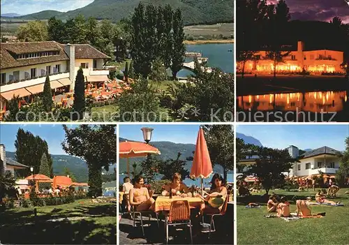 Kalterer See Suedtirol Hotel Restaurant Seegarten Terrasse Liegewiese