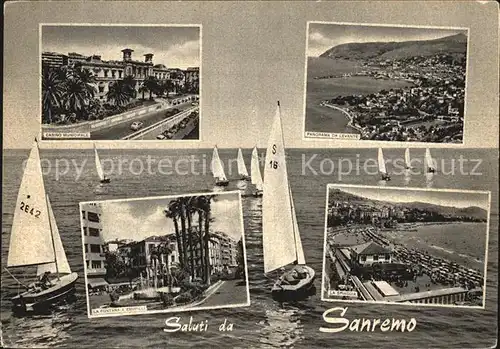 Sanremo Segelboote Strand Panorama Kat. 
