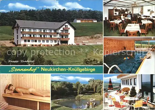 Neukirchen Knuellgebirge Kneipp Kurhotel Sonnenhof Sauna Freibad Hallenbad Gastraum Terrasse Kat. Neukirchen