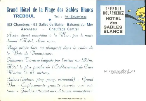 Treboul Grand Hotel de la Plage des Sables Blancs Kat. Frankreich