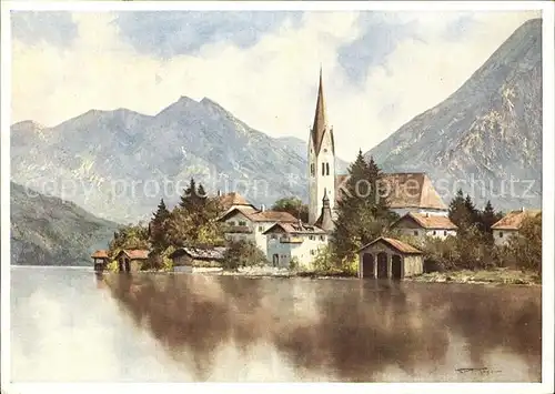 Egern Tegernsee Teilansicht mit Kirche Kat. Rottach Egern