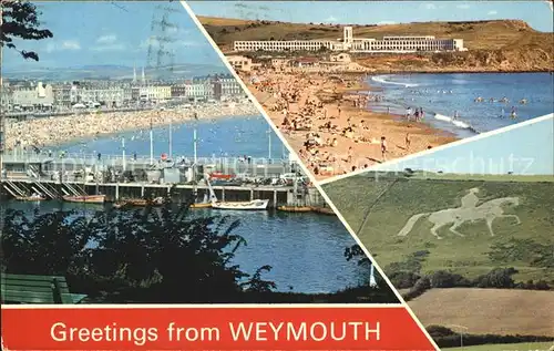 Weymouth Dorset Harbour and Sands Overcombe Beach Hill figure of King George III Kat. Weymouth and Portland