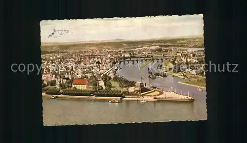 Koblenz Rhein Zusammenfluss von Rhein und Mosel Kat. Koblenz