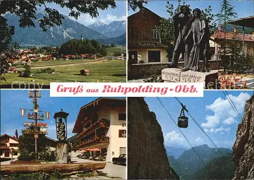 Ruhpolding Seilbahn Sonntagshorn Holzknechtdenkmal Dorfplatz Kat. Ruhpolding