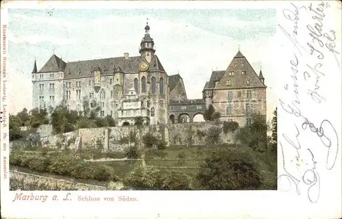 Marburg Lahn Schloss von Sueden Kat. Marburg