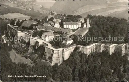 Saechsische Schweiz Festung Koenigstein Fliegeraufnahme Kat. Rathen Sachsen