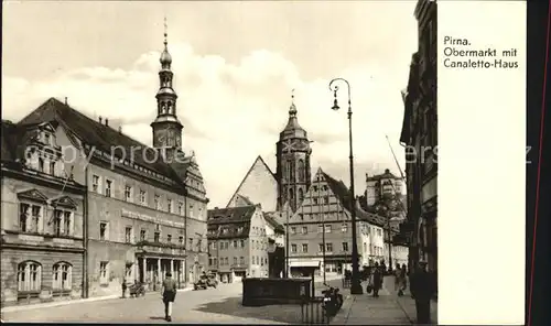 Pirna Obermarkt mit Canaletto Haus Kat. Pirna