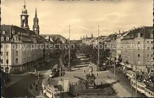 Dresden Strasse der Befreiung und Neustaedter Rathaus vor 1945 Kat. Dresden Elbe