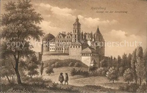 Heidelberg Neckar Schloss vor der Zerstoerung Kat. Heidelberg