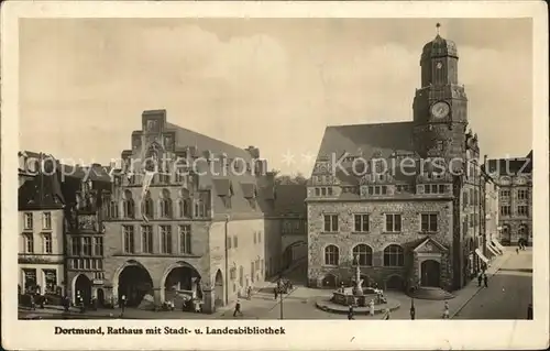 Dortmund Rathaus mit Stadt und Landesbibliothek Kat. Dortmund