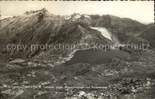 Grimsel Passhoehe mit Totensee Rhonegletscher Furkastrasse / Grimsel /Rg. Innertkirchen