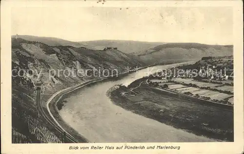 Puenderich Mosel mit Marienburg Blick von Reiler Hals Kat. Puenderich