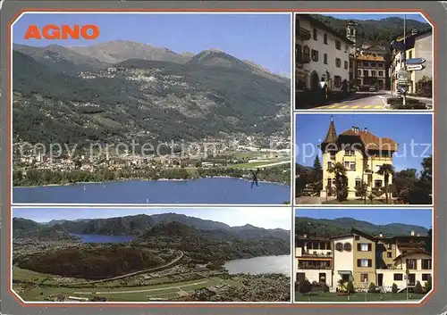 Agno Lago di Lugano Panorama Fliegeraufnahme Dorfpartien Kat. Agno