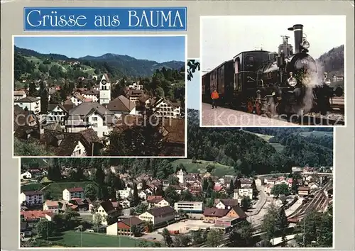 Bauma Teilansicht Dampflokomotive Stadtblick Kat. Bauma