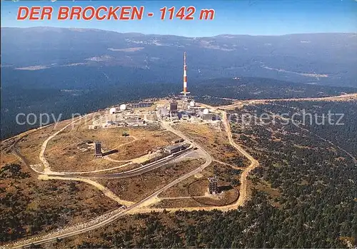 Brocken mit Fernmelde UKW und Fernsehturm Fliegeraufnahme Kat. Wernigerode