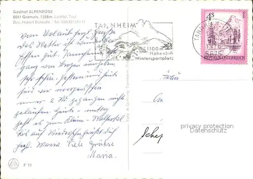 Gramais Gasthof Alpenrose Kat. Gramais