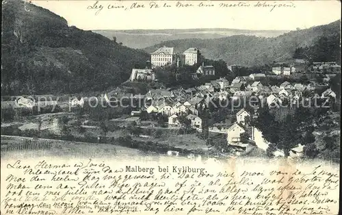 Malberg Eifel Gesamtansicht mit Schloss Kat. Malberg