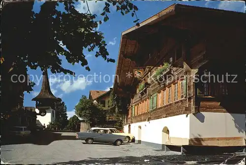 Reichenbach Kandertal BE Dorfplatz Kirche Gasthaus zum Baeren Hotel Kreuz Kat. Reichenbach Kandertal