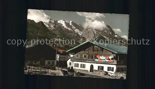 Garmisch Partenkirchen Ortspartie mit Blick zur Zugspitzgruppe Huber Karte Nr 4174 Kat. Garmisch Partenkirchen