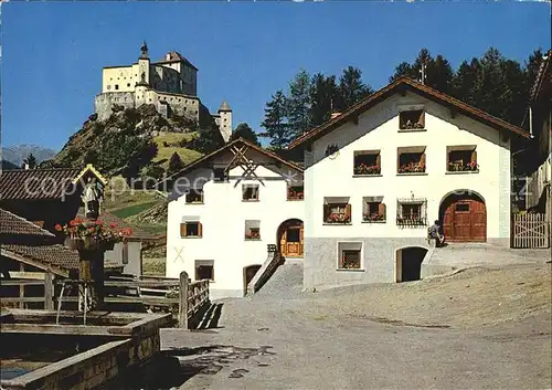 Tarasp Dorfpartie und Schloss Kat. Tarasp