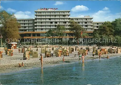 Gluecksburg Ostseebad Strand mit Hotel Intermar Kat. Gluecksburg (Ostsee)