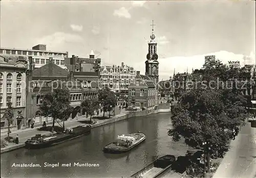 Amsterdam Niederlande Singel met Munttoren Kat. Amsterdam