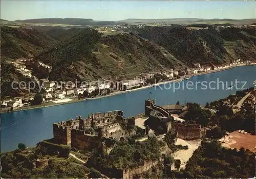 St Goar am Rhein mit Festung Rheinfels Fliegeraufnahme Kat. Sankt Goar
