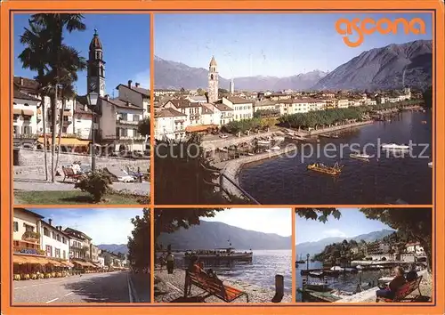 Ascona Lago Maggiore Ortspartie an der Kirche Strassenpartie Uferpromenade Alpenpanorama / Ascona /Bz. Locarno