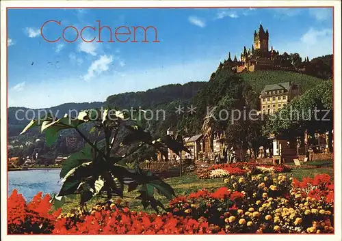 Cochem Mosel Uferpromenade Blumen Reichsburg Kat. Cochem