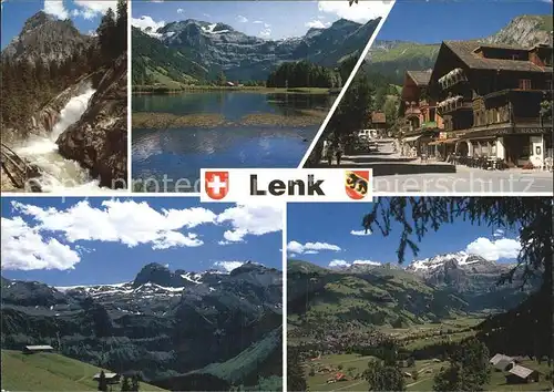 Lenk Simmental Panorama Berner Oberland Wasserfall See Ortspartie Kat. Lenk Simmental