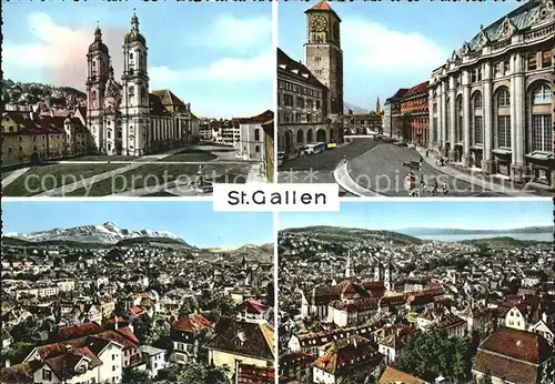 St Gallen SG Stiftskirche Innenstadt Blick ueber die Stadt Kat. St Gallen