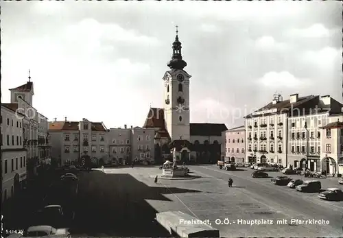 Freistadt Muehlviertel Hauptplatz mit Pfarrkirche Kat. Freistadt