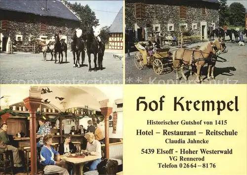 Elsoff Westerwald Hof Krempel Hotel Restaurant Kat. Elsoff (Westerwald)