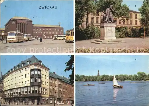 Zwickau Sachsen Robert Schumann Denkmal Schwanenteich Ringcafe Kat. Zwickau