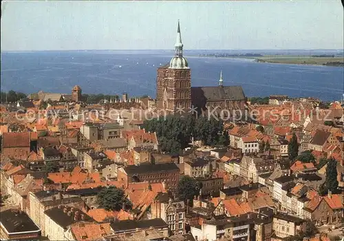 Stralsund Mecklenburg Vorpommern Fliegeraufnahme Kirchenpartie Kat. Stralsund