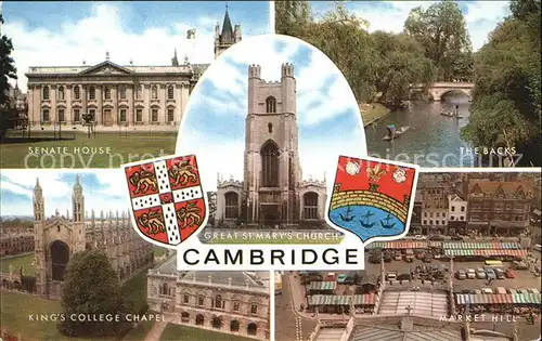 Cambridge Cambridgeshire Backs Market Hill Senate House Kings College Chapel