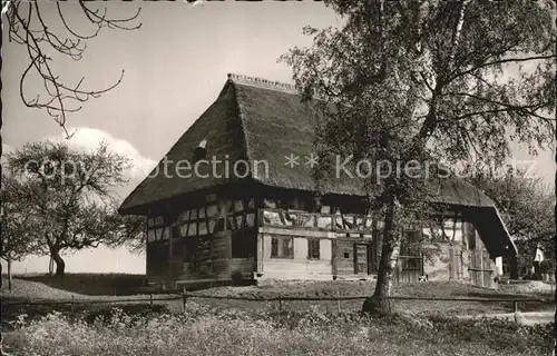 Kuernbach Wuerttemberg Oberschwaeb Bauernhaus mit Strohwalmdach