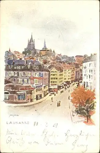 Lausanne VD Stadtansicht K?nstlerkarte Kat. Lausanne
