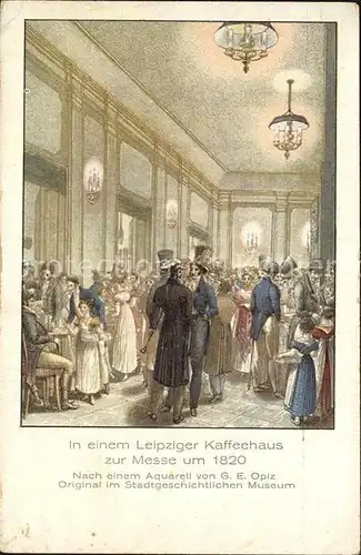 Leipzig Kaffeehaus Messe 1820 Aquarellnachbildung Kat. Leipzig