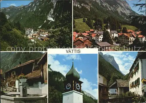 Vaettis SG Total Teilansicht Brunnen Uhrturm Dorfmotiv / Vaettis /Bz. Sarganserland