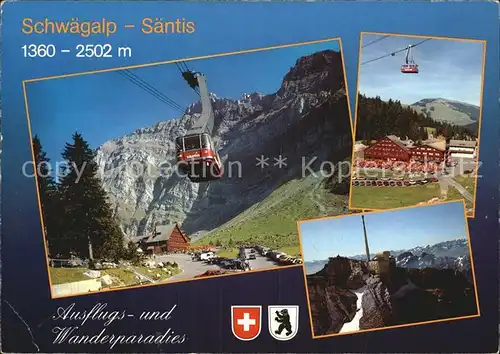 Schwaegalp Luftseilbahn Gasthaus Saentis Gipfel Panorama Buendner Alpen Glarner Alpen Kat. Schwaegalp