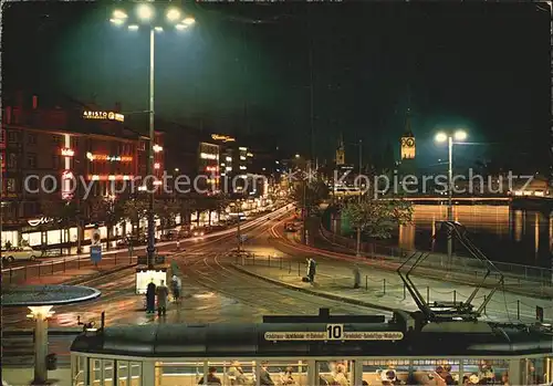 Zuerich ZH bei Nacht Centralplatz Limmatquai