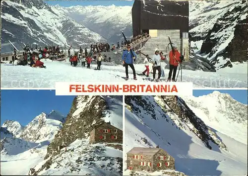 Saas Fee Felskinn Britanniahuette Bergstation Wintersportplatz Alpenpanorama Kat. Saas Fee