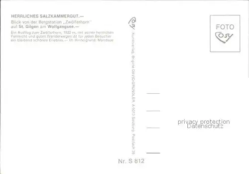 St Gilgen Salzkammergut Panorama Blick von der Bergstation Zwoelferhorn Alpen Kat. St Gilgen Wolfgangsee