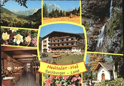 Heutal Unken Gasthof Pension Heutaler Hof Landschaft Alpen Blumen Wasserfall Kapelle Kat. Unken