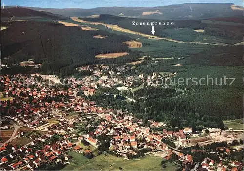 Braunlage mit Wurmberg Zonengrenze Fliegeraufnahme Kat. Braunlage Harz