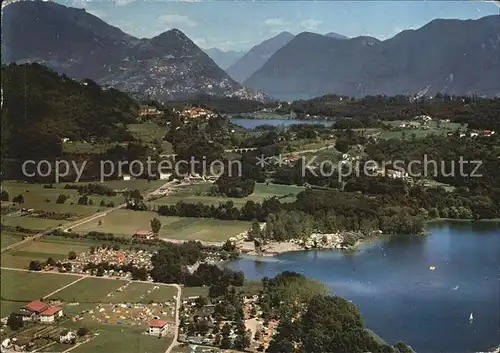 Lugano Lago di Lugano Camping Agno Luganersee Alpenpanorama