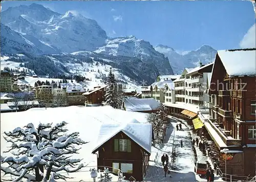 Wengen BE Dorfstrasse mit Jungfrau Grosshorn Breithorn Kat. Wengen